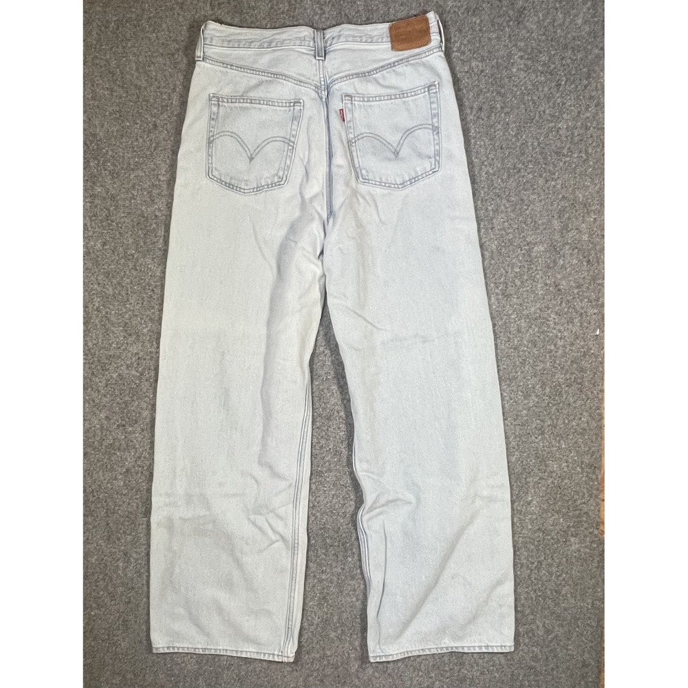 Levi's Premium High Loose Denim Jeans Womens Size 31 Washed Blue Wide Leg Baggy - Picture 2 of 14
